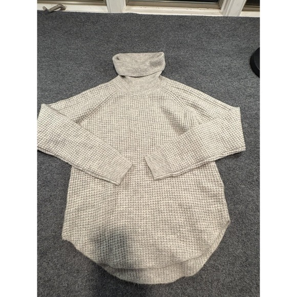 Kuhl Sweater Womens Medium Light Gray Waffle Knit Turtleneck Tunic Pullover - Picture 1 of 10